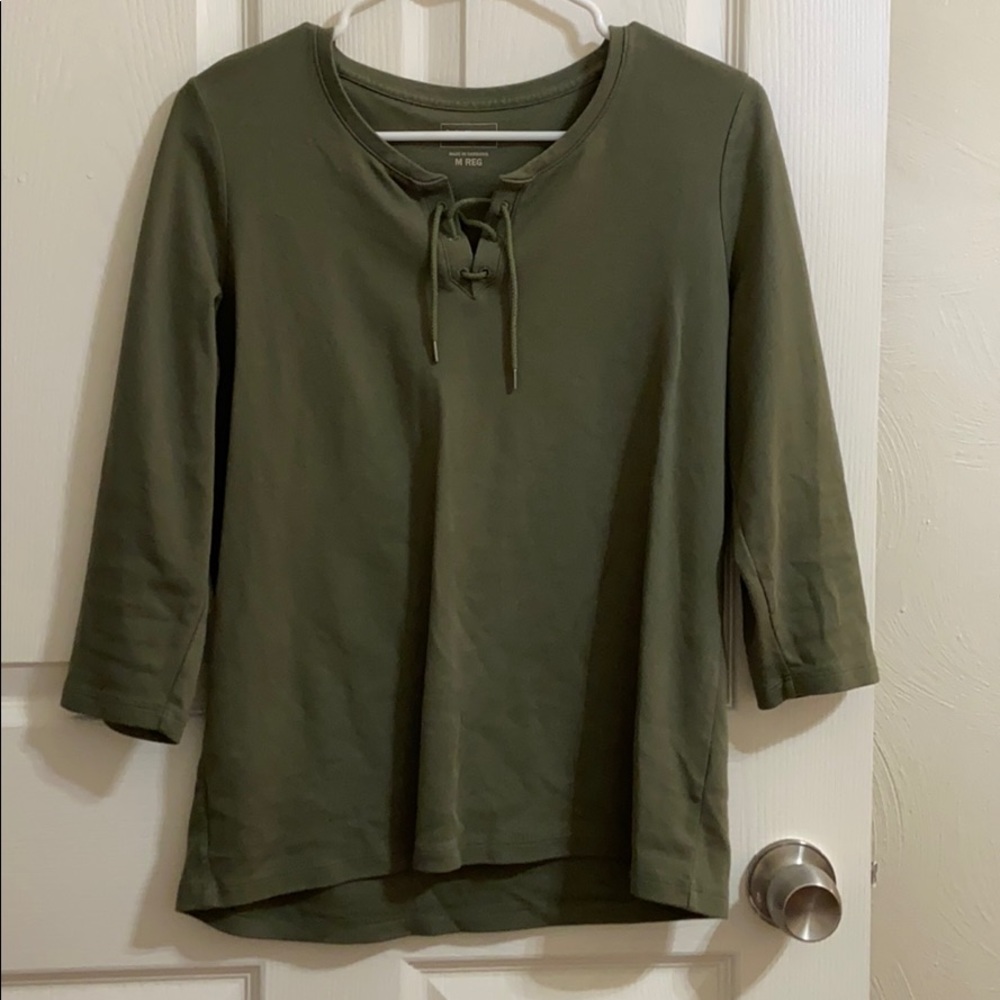 L.L. Bean Green 3/4 Sleeve Shirt Size M Reg